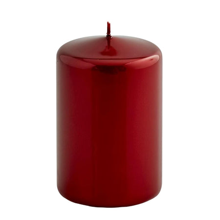 Candela metallica moccolo a forma cilindrica colore rosso per interno Ø8 cm