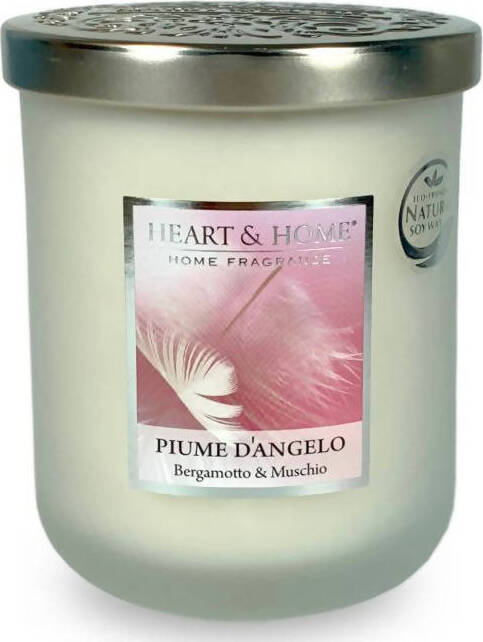 Candela Profumata in Cera di Soia Heart&Home Piume d’Angelo Patchouli Bianco Bergamotto e Muschio 115gr. 30 Ore Biodegradabile Candela Tiziana non solo gioielli - Civitanova Marche, Commerciovirtuoso.it