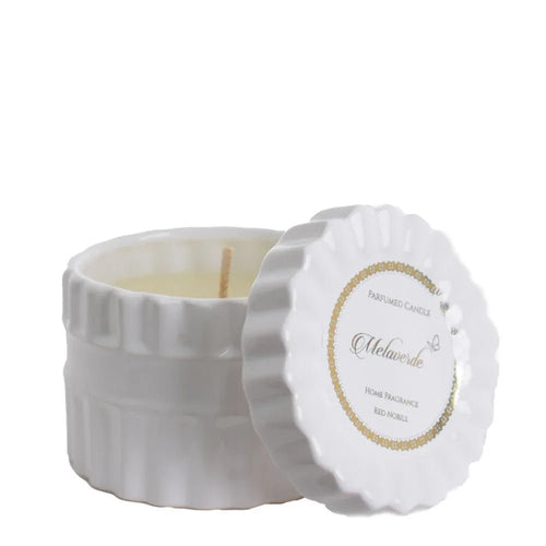 Candela Tonda Ceramica Bianca Melaverde Bomboniera