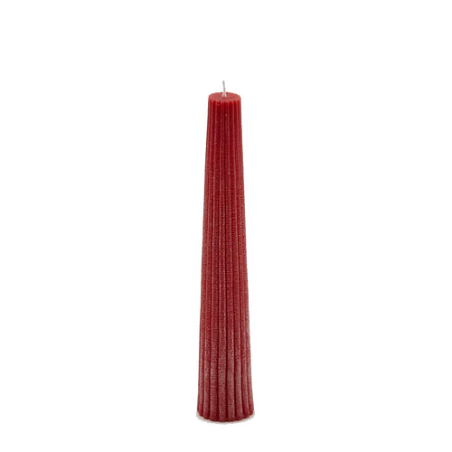Candela Natalizia Cono con Righe Rosso decorazione per tavola e soggiorno h 25 cm