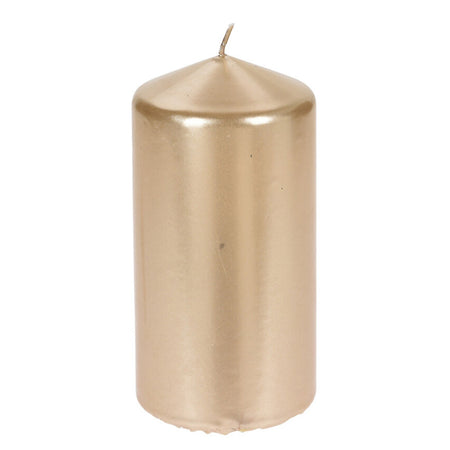 Candela cilindrica decorata Oro 2 Assortimenti decorazione natalizia h 14 cm