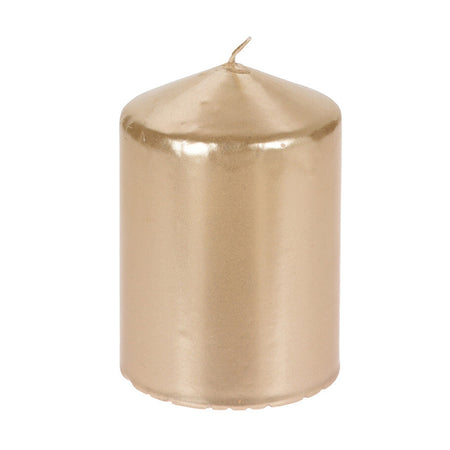 Candela cilindrica decorata Oro 2 Assortimenti decorazione natalizia h 10 cm