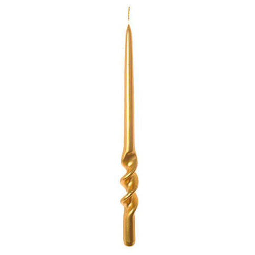 Candela decorativa metallica a spirale colore oro decorazione natalizia h 29 cm