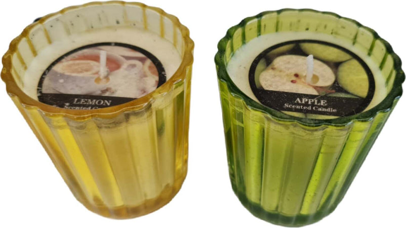 Candele profumate al limone e alla mela assortite decorazione da h 6 cm Casa e cucina/Decorazioni per interni/Candele e portacandele/Candele/Candele a colonna MagiediNatale.it - Altamura, Commerciovirtuoso.it