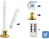 Candele Senza Fiamma a LED Da Finestra Con Telecomando e Timer Coniche Alimentate A Batteria Con Portacandele Dorati Kit da 6 pz + 1 Telecomando