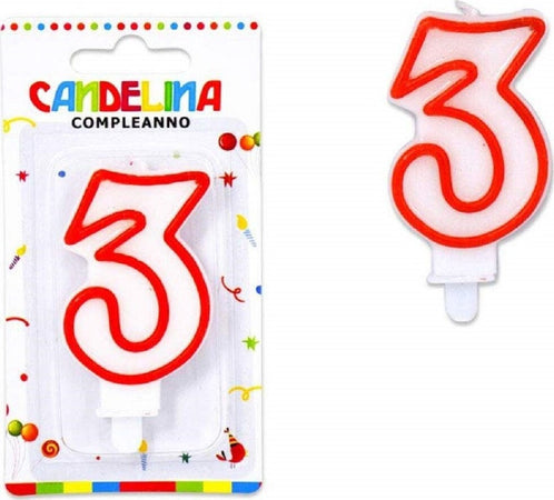 Candelina Candela Numero 3 Compleanno Bianca Bordo Rosso Candeline Torta Per Festa Casa, arredamento e bricolage > Prodotti per Feste Trade Shop italia - Napoli, Commerciovirtuoso.it