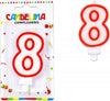 Candelina-Candela-Numero-8-Compleanno-Bianca-Bordo-Rosso-Candeline-Torta-Per-Festa