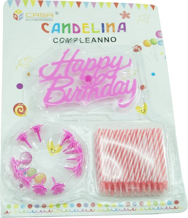 Candeline Scritta Happy Birthday Rosa Torta Festa Party Compleanno 61593 Prodotti per Feste Trade Shop italia - Napoli, Commerciovirtuoso.it
