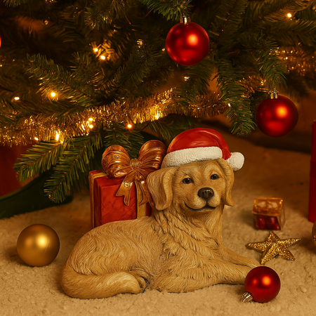 Base per albero di natale cane in poliresina per decorazioni natalizie