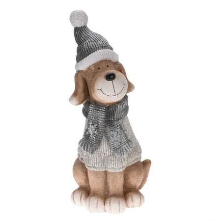 Statuina Natalizia Cane in poliresina decorazione natalizia con led h 51 cm