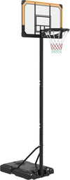 Canestro-Basket-a-6-Altezze-Regolabili-con-Base-Riempibile-e-Rotelle,-in-PE,-Acciaio-e-Poliestere,-Nero-LK6A61-060V00BKLK6