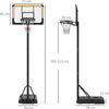 Canestro-Basket-a-6-Altezze-Regolabili-con-Base-Riempibile-e-Rotelle,-in-PE,-Acciaio-e-Poliestere,-Nero-LK6A61-060V00BKLK6