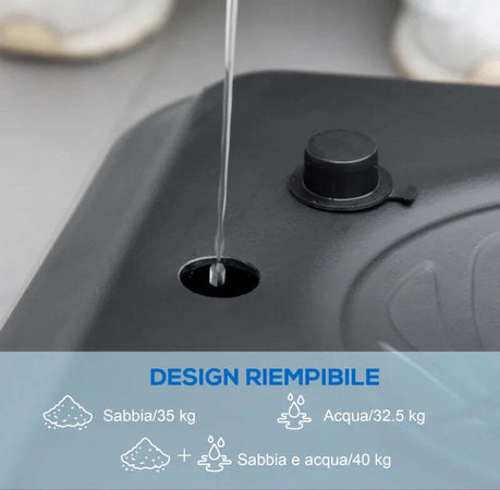Canestro-Basket-a-6-Altezze-Regolabili-con-Base-Riempibile-e-Rotelle,-in-PE,-Acciaio-e-Poliestere,-Nero-LK6A61-060V00BKLK6