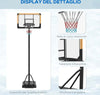 Canestro-Basket-a-6-Altezze-Regolabili-con-Base-Riempibile-e-Rotelle,-in-PE,-Acciaio-e-Poliestere,-Nero-LK6A61-060V00BKLK6