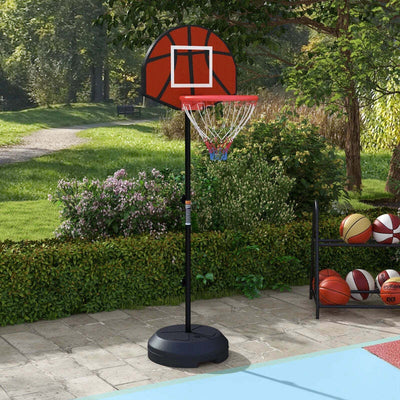 Canestro-Basket-con-Bersaglio-Freccette-2-in-1,-in-Acciaio-e-PE,-38.5x48.5x179-cm,-Nero-e-Marrone-GT7A61-054V00BKGT7
