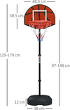 Canestro-Basket-con-Bersaglio-Freccette-2-in-1,-in-Acciaio-e-PE,-38.5x48.5x179-cm,-Nero-e-Marrone-GT7A61-054V00BKGT7