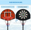 Canestro-Basket-con-Bersaglio-Freccette-2-in-1,-in-Acciaio-e-PE,-38.5x48.5x179-cm,-Nero-e-Marrone-GT7A61-054V00BKGT7
