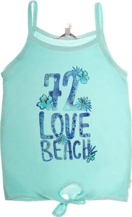 Canotta Bambina Estiva Azzurra Stampata Maglia Senza Maniche Bimba Canottiera Estate Spiaggia Turchese 90% Cotone t-shirt bambina/ragazza Piccole Canaglie - Tropea, Commerciovirtuoso.it