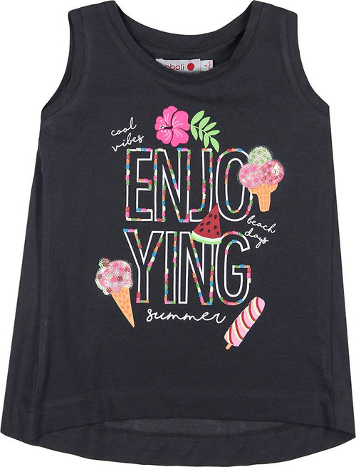 Canotta Bambina Estiva Nera Stampa Multi Color Rosa Maglietta Senza Maniche Estate Bimba Larga Casual Lunga Dietro Asimmetrica Canottiera in Cotone t-shirt bambina/ragazza Piccole Canaglie - Tropea, Commerciovirtuoso.it
