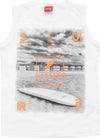 Canotta Bambino 100% Cotone Bianca Stampata Surf Club Canottiera Girocollo Bimbo Maglietta Estiva Stampa Multi Colore Tavola Surf CANOTTA Piccole Canaglie - Tropea, Commerciovirtuoso.it