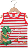 Canotta Bambino Righe Bianca e Rossa Top Bimbo Estivo Rigato Stampa Tartaruga Maglietta 100% Cotone Spalla Larga Canottiera Tartarughina CANOTTA Piccole Canaglie - Tropea, Commerciovirtuoso.it