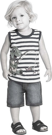 Canotta Bambino Righe Bianca e Rossa Top Bimbo Estivo Rigato Stampa Tartaruga Maglietta 100% Cotone Spalla Larga Canottiera Tartarughina CANOTTA Piccole Canaglie - Tropea, Commerciovirtuoso.it