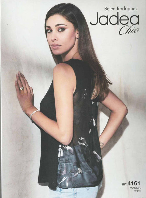 Jadea Chic Top Canotta Spalla Larga Nera Made in Italy Maglia Estiva Semi Trasparente Canottiera ART. 4161 maglia donna L'Orchidea - Siderno, Commerciovirtuoso.it