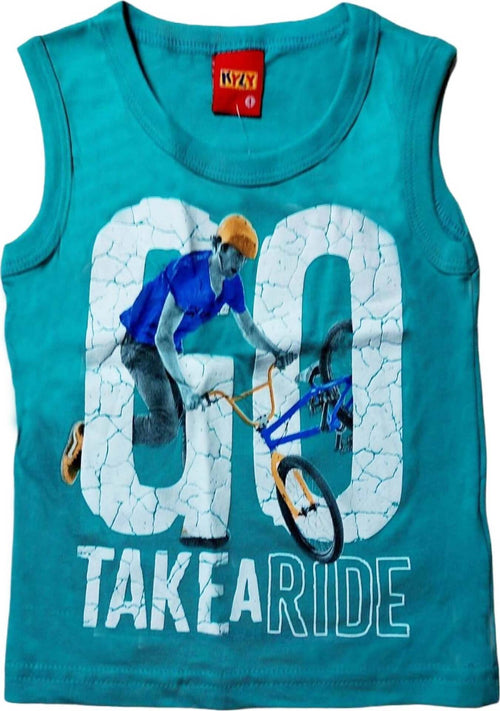 Canotta Estiva Bambino Azzurra Stampata Bici Top Bambino Bicicletta Estate Maglia Canottiera Blu Chiaro Estiva Girocollo CANOTTA Piccole Canaglie - Tropea, Commerciovirtuoso.it