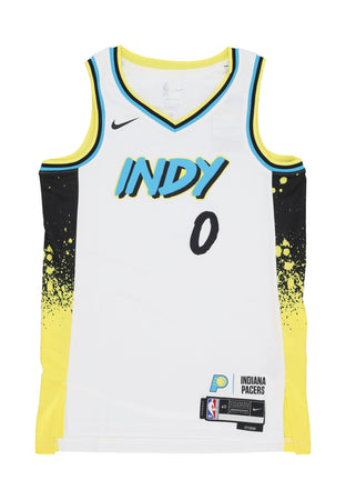 NIKE NBA Canotta Basket Uomo Nba Dri Fit Swingman Jersey No 0 Tyrese Haliburton Indpac White/original Team Colors da uomo