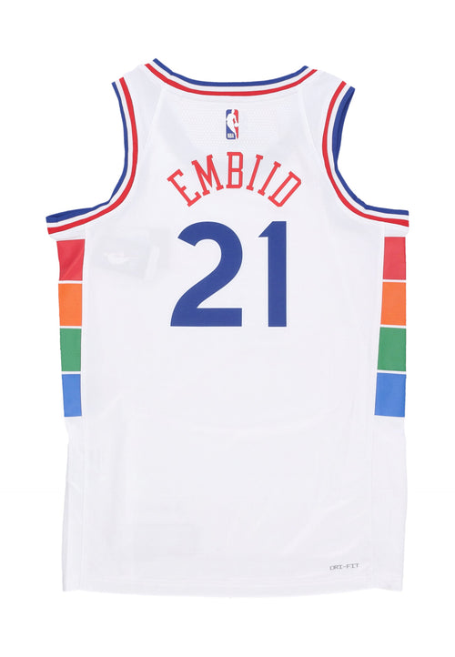 NIKE NBA Canotta Basket Uomo Nba Dri Fit Swingman Jersey No 21 Joel Embiid Phi76e White/original Team Colors da uomo