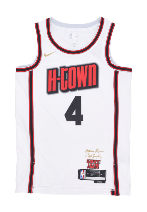 NIKE NBA Canotta Basket Uomo Nba Dri Fit Swingman Jersey No 4 Jalen Green Houroc White/original Team Colors da uomo