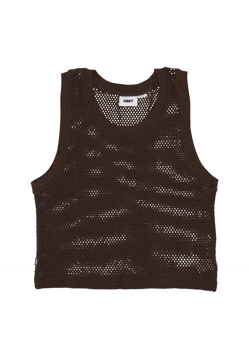 OBEY Canotta Donna W Hudson Mesh Tank Java Brown da donna