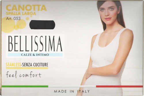 Bellissima Canottiera Donna Spalla Larga Made in Italy Canotta Nera Senza Cuciture Maglia Intima Tinta Unita ART. 053 canotta donna L'Orchidea - Siderno, Commerciovirtuoso.it
