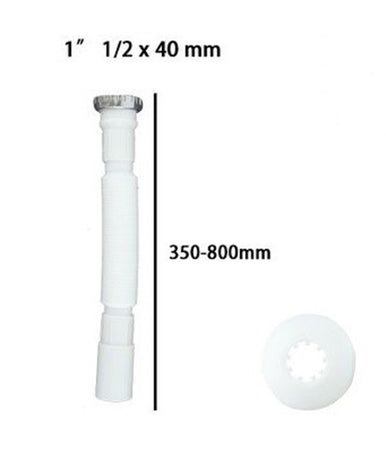 Canotto Tubo Scarico Flessibile Estensibile Con Testa Metallo 1" 1/2 40 Mm 59951