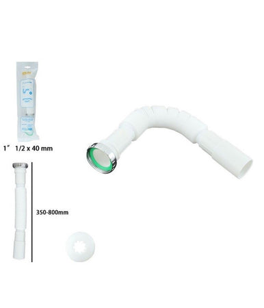Canotto Tubo Scarico Flessibile Estensibile Con Testa Metallo 1" 1/2 40 Mm 59951