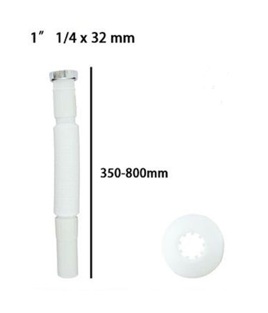 Canotto Tubo Scarico Flessibile Estensibile Con Testa Metallo 1" 1/4x32mm 59950