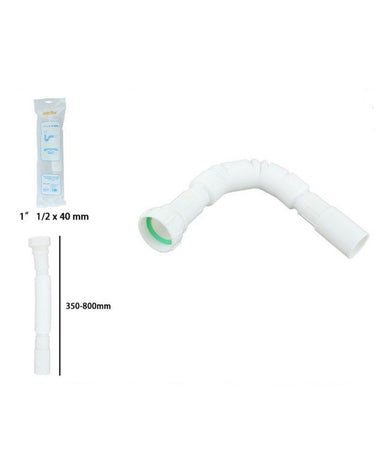 Canotto Tubo Scarico Flessibile Estensibile Con Testa Plastica 1" 1/2 40mm 59953