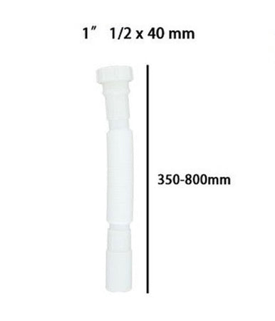 Canotto Tubo Scarico Flessibile Estensibile Con Testa Plastica 1" 1/2 40mm 59953