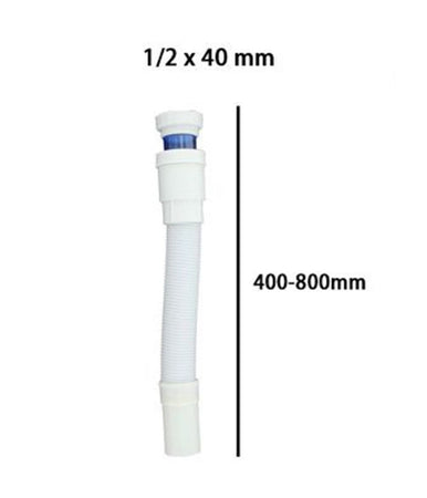 Canotto Tubo Scarico Flessibile Estensibile Lavabo Lavello 1 1/2 40mm Bianco 10710