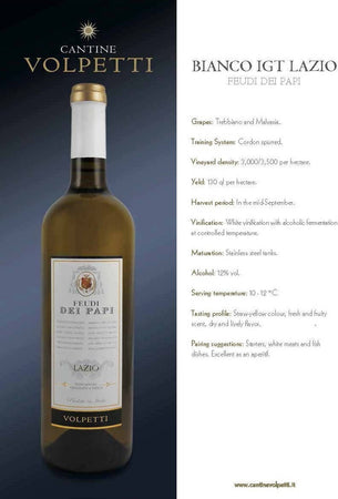 Cantine Volpetti vino bianco IGT Lazio Bottiglia 750ml imballo sicuro vino Non solo caffè online - Albano Laziale, Commerciovirtuoso.it