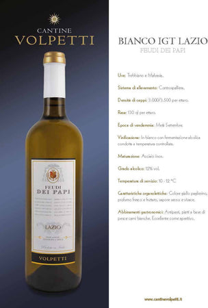 Cantine Volpetti vino bianco IGT Lazio Bottiglia 750ml imballo sicuro vino Non solo caffè online - Albano Laziale, Commerciovirtuoso.it