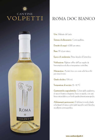 Cantine Volpetti vino Bianco ROMA DOC BIANCO Bottiglia 750ml imballo sicuro vino Non solo caffè online - Albano Laziale, Commerciovirtuoso.it