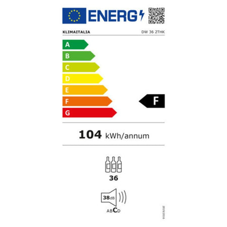 Cantinetta incasso ventilato DW362THK colore nero 36 bottiglie doppia zona di temperatura classe F