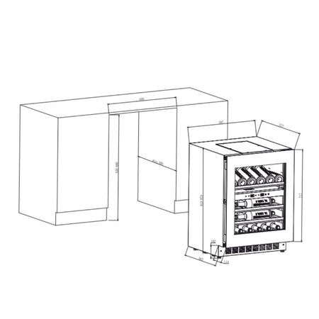 Cantinetta incasso ventilato DW362THX colore inox 36 bottiglie doppia zona di temperatura classe F
