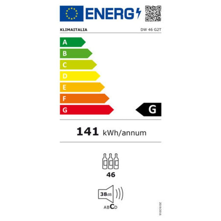 Cantinetta incasso ventilato DW46G2T con maglia esterna 46 bottiglie nero classe G
