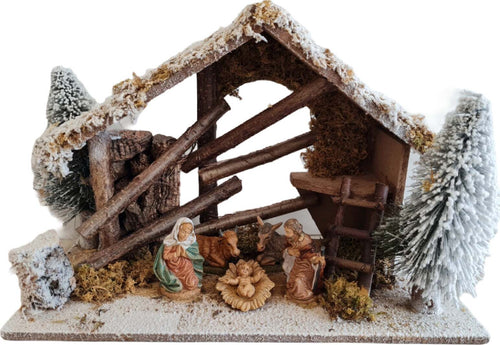 Capanna grotta innevata in legno con natività ideale per presepe natalizio Casa e cucina/Decorazioni per interni/Addobbi e decorazioni per ricorrenze/Decorazioni natalizie/Presepi/Statuine e fondali per il presepe MagiediNatale.it - Altamura, Commerciovirtuoso.it