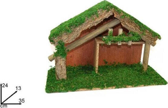 Capanna-Vuota-35x24x13-Cm-Muschio-Presepe-Addobbo-Natale-Decorazione-Natalizio