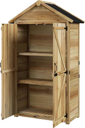 Capanno-Attrezzi-a-3-Ripiani-Rimovibili-con-Chiavistello,-in-Legno-di-Abete,-102x54x177-cm-DF484H-120V00NDDF4