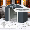Capanno-Porta-Attrezzi-con-Ripiani-Regolabili-e-2-Finestre,-in-Acciaio-Zincato,-238x132x198.5-cm,-Grigio-Scuro-LK584H-114V00CGLK5