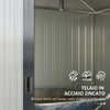 Capanno-Porta-Attrezzi-con-Ripiani-Regolabili-e-2-Finestre,-in-Acciaio-Zincato,-238x132x198.5-cm,-Grigio-Scuro-LK584H-114V00CGLK5